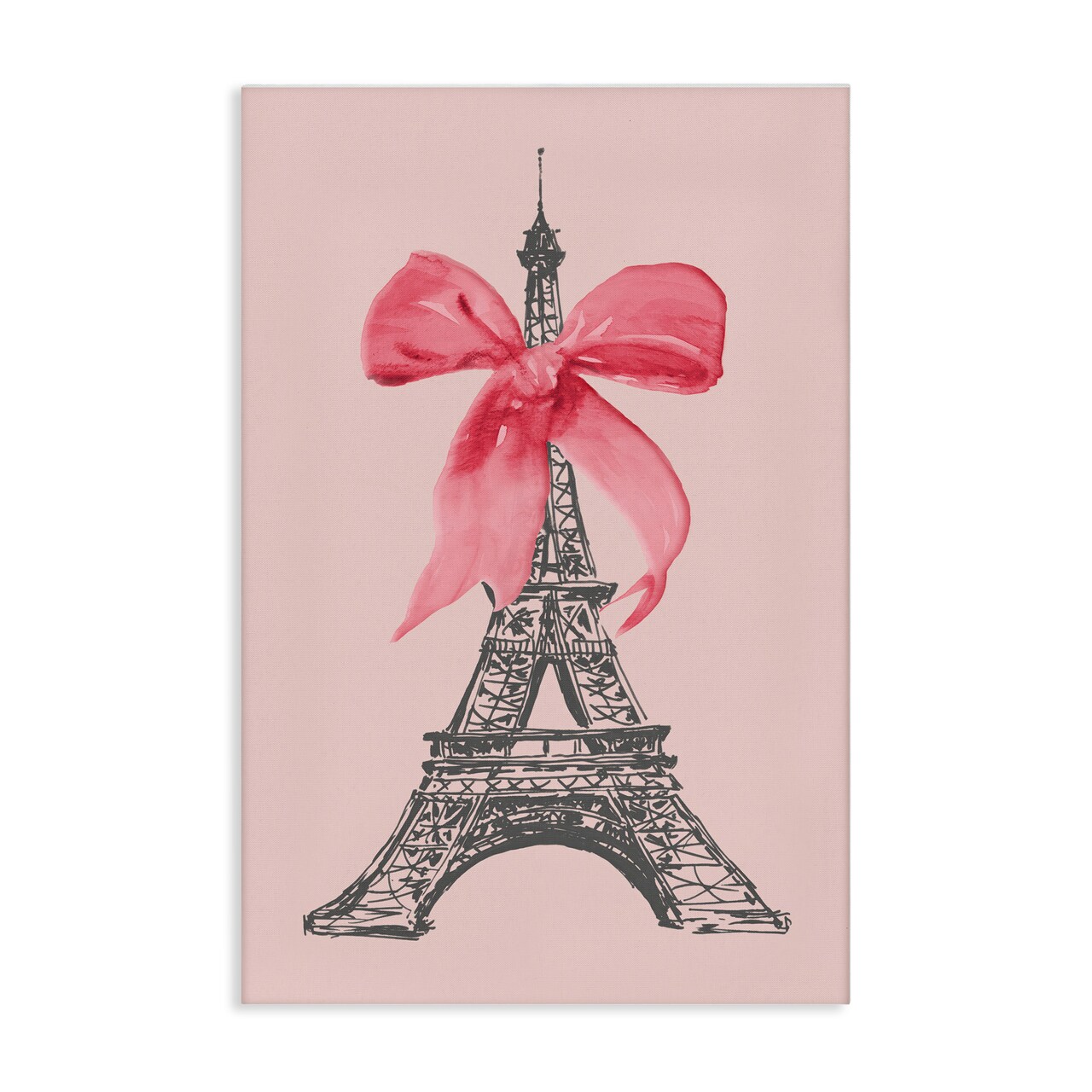 Stupell Industries Pink Bow on Eiffel Tower Canvas Wall Art Design by Lanie Loreth